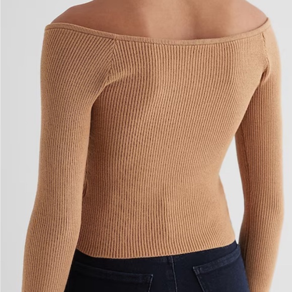 🟪Forever 21 M long sleeve blush pink off the shoulder ribbed top - Picture 1 of 5